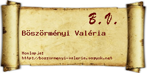 Böszörményi Valéria névjegykártya